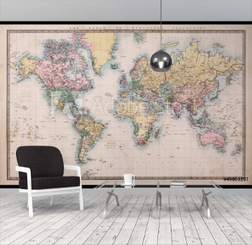 Afbeeldingen van Old Antique World Map on Mercators Projection